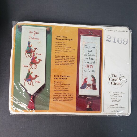Vtg 80s Sealed Creative Circle Counted Cross Stitch Kit 3 Wisemen Bell Pull 2169 - Picture 2 of 5